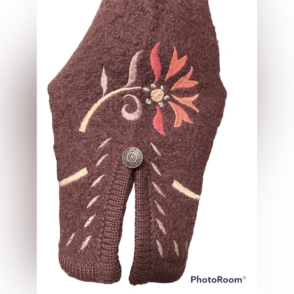 NEW Carson Boiled 100% Wool Full-Zip Jacket Brown Floral Flower Embroidery - Picture 4 of 7